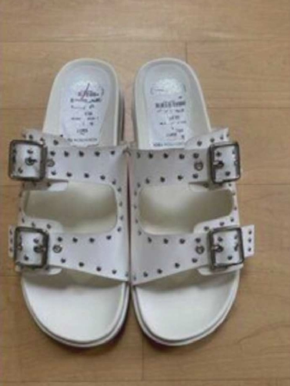 Nordstrom White Studded Double-Buckle Slides